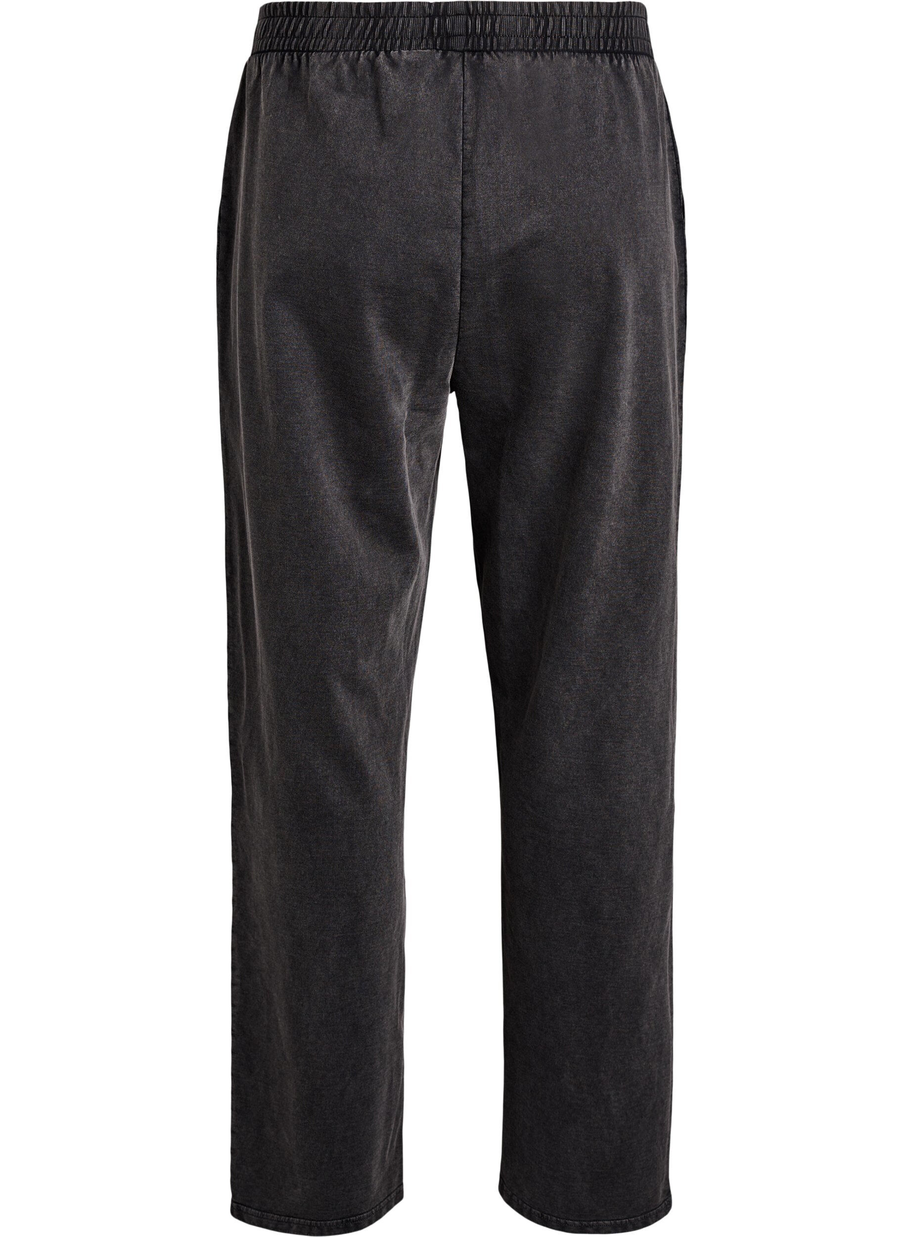 Zizzifashion Wide-leg sweatpants with washed effect, Dark Grey, Packshot image number 1