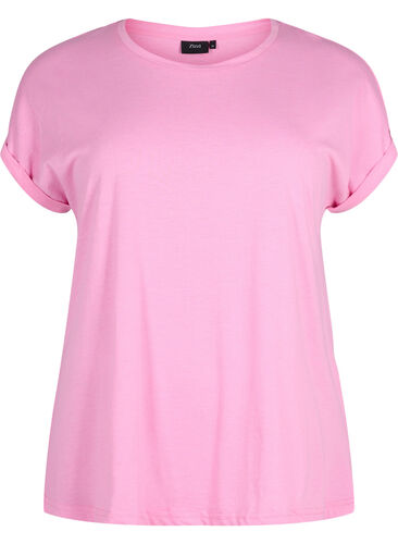 Short sleeved cotton blend t-shirt, Rosebloom, Packshot image number 0
