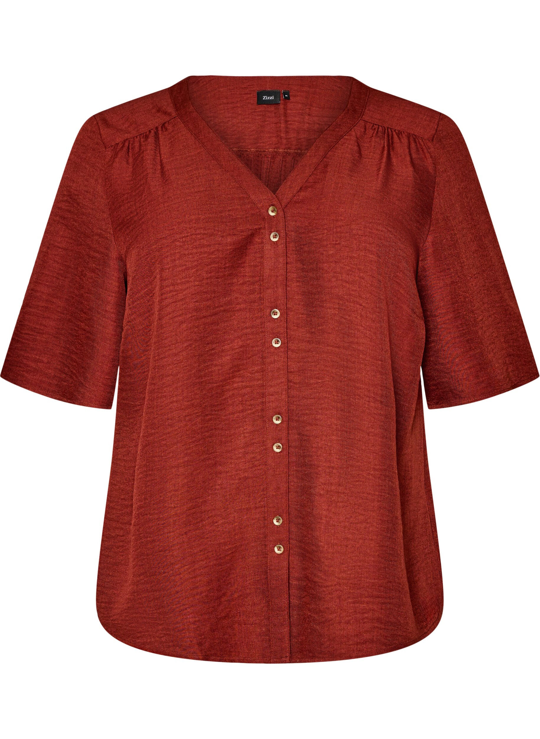 V-neck shirt blouse with short sleeves