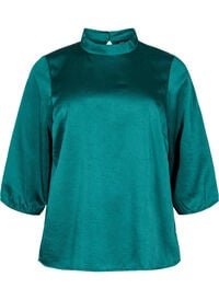 Blouse with 3/4 sleeves and chin collar