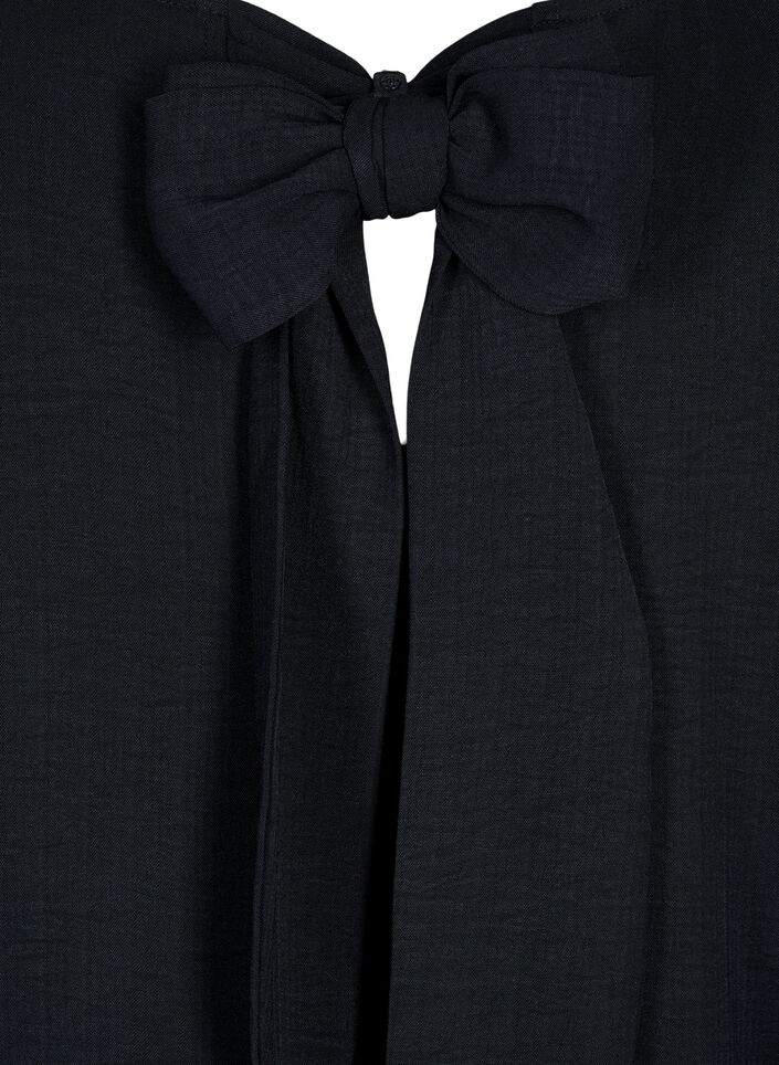 Short-sleeved blouse with a bow at the back, Black, Packshot image number 4