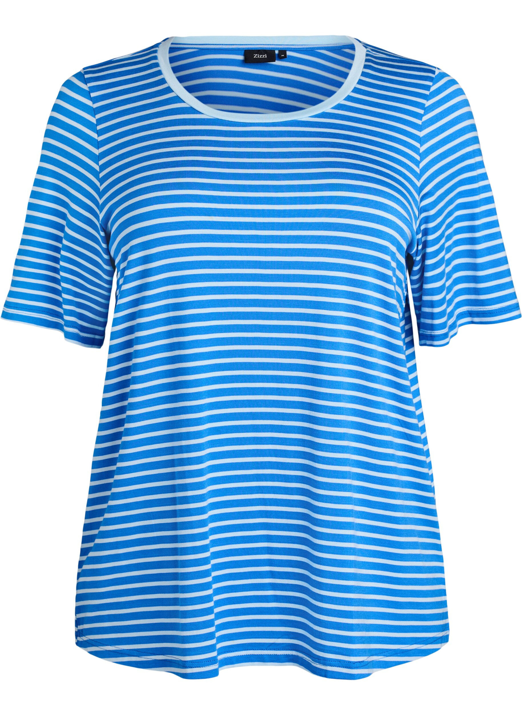 ZizzifashionT-shirt with TENCEL&trade; Lyocell and stripes, Blue, Packshot image number 0