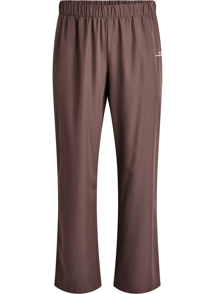 Sporty trousers with a high waist and straight legs, Brown, Packshot