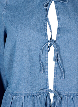 Denim peplum blouse with tie fastening, Light Blue Denim, Packshot image number 2