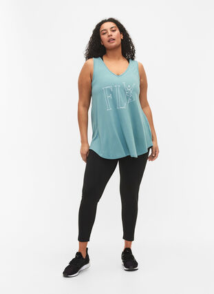 Viscose A-line workout top, Smoke Blue w. FLY, Model image number 2