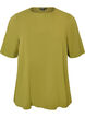 Short-sleeved woven blouse with round neck, Green, Packshot image number 0