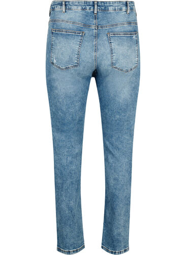 Emily jeans with regular waist and destroy, Blue denim, Packshot image number 1