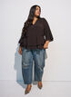 Blouse with 3/4-sleeves and ruffle details, Brown, Model image number 1