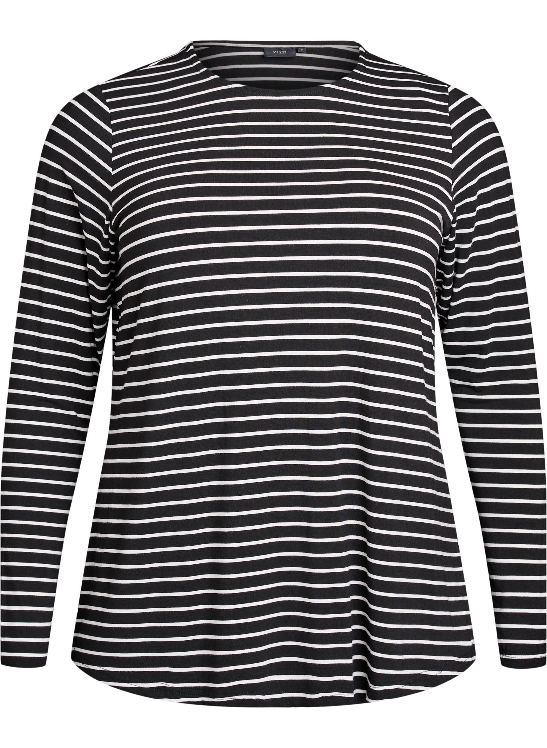 Zizzifashion Long-sleeved striped Blouse, Black, Packshot image number 0