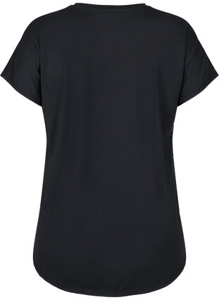 Short sleeve sport t-shirt with v-neck, Black, Packshot image number 1