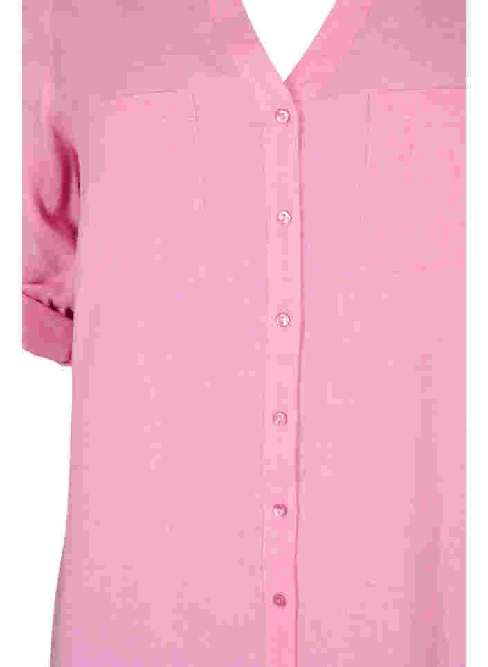 Long shirt with 3/4 sleeves and v-neckline, Rosebloom, Packshot image number 2