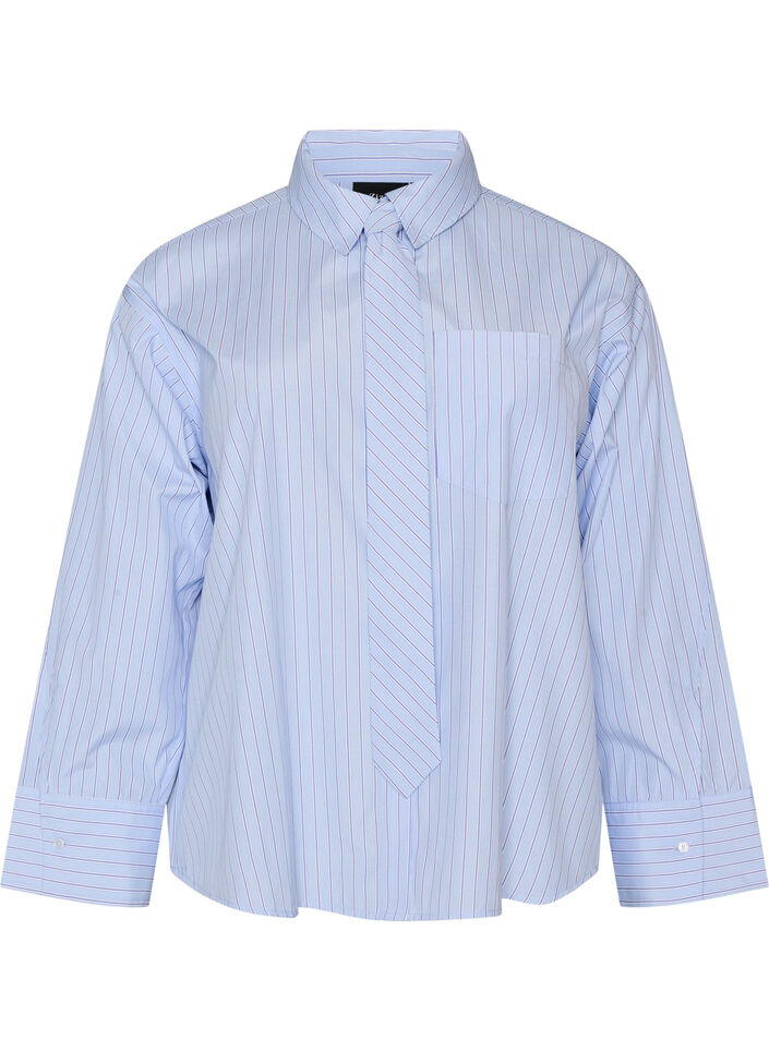 Loose shirt with tie, Light Blue, Packshot image number 0