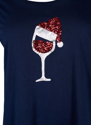 Christmas t-shirt in cotton, Navy Blazer Wine, Packshot image number 2