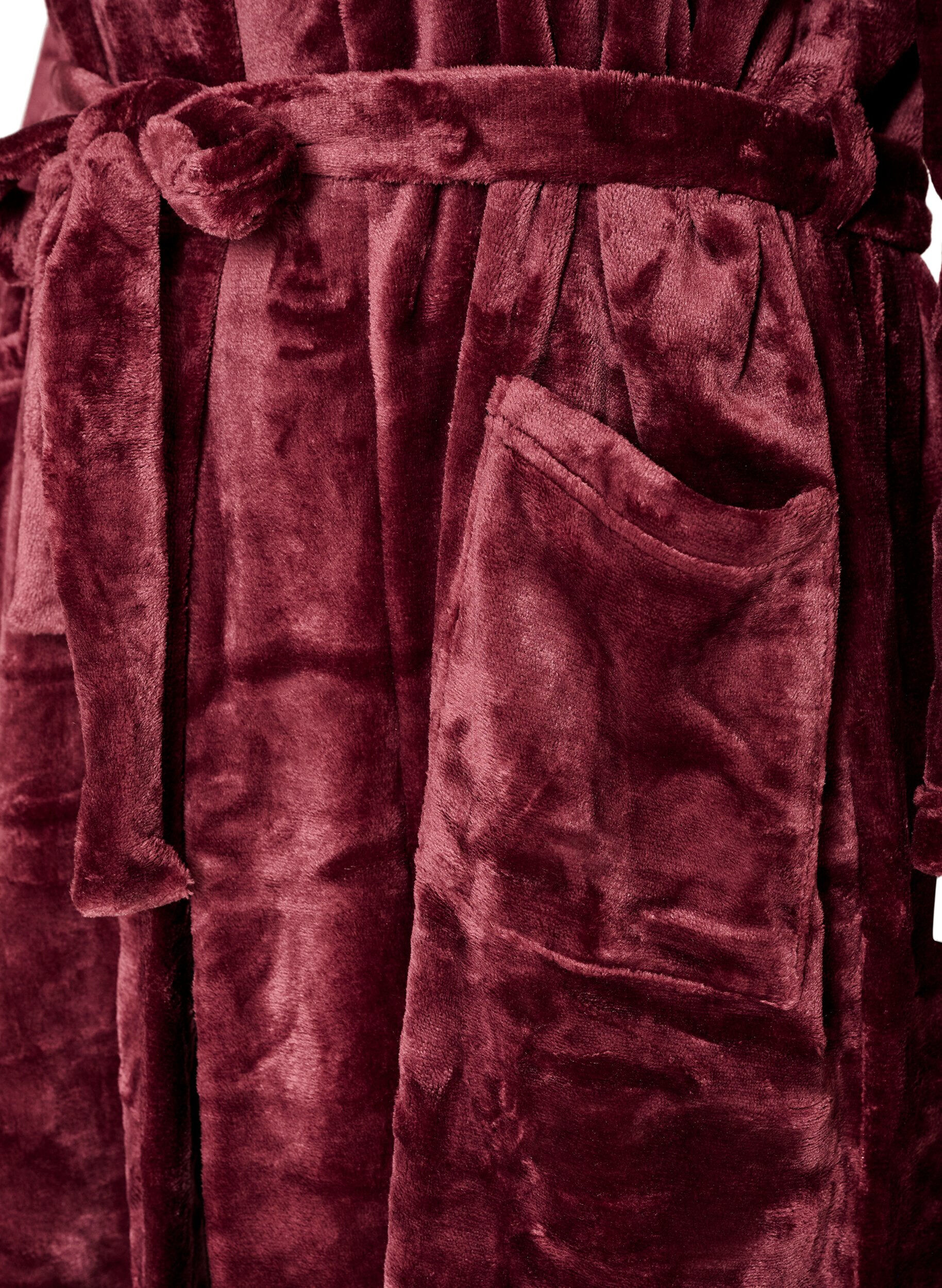 ZizzifashionRobe in soft velour with pockets, Red, Packshot image number 3