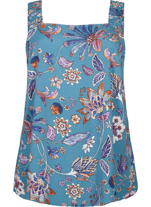 	 Printed viscose top with a-shape, Smoke Blue Paisley, Packshot image number 0