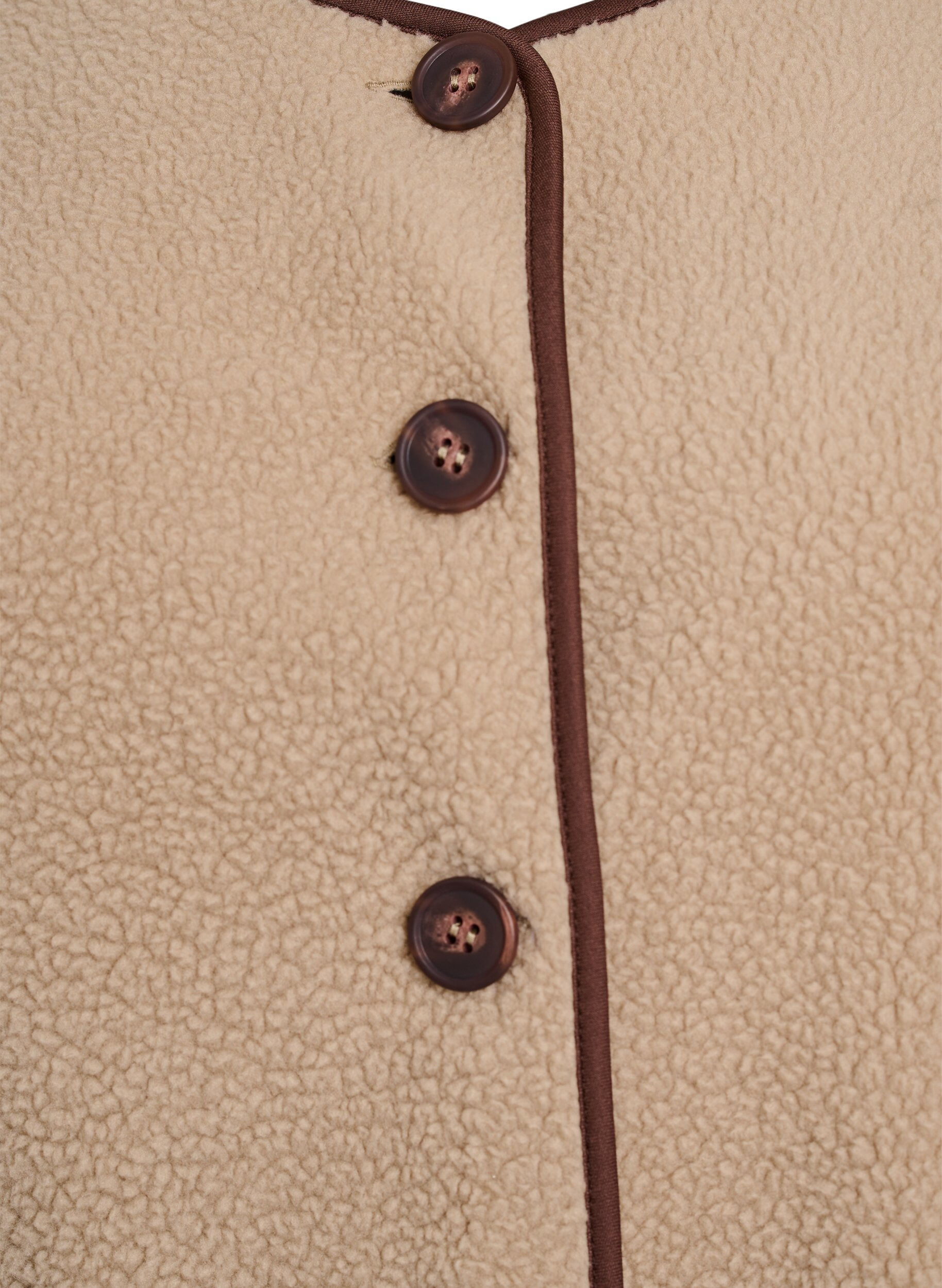 ZizzifashionTeddy fleece vest with contrast trims, Beige, Packshot image number 2