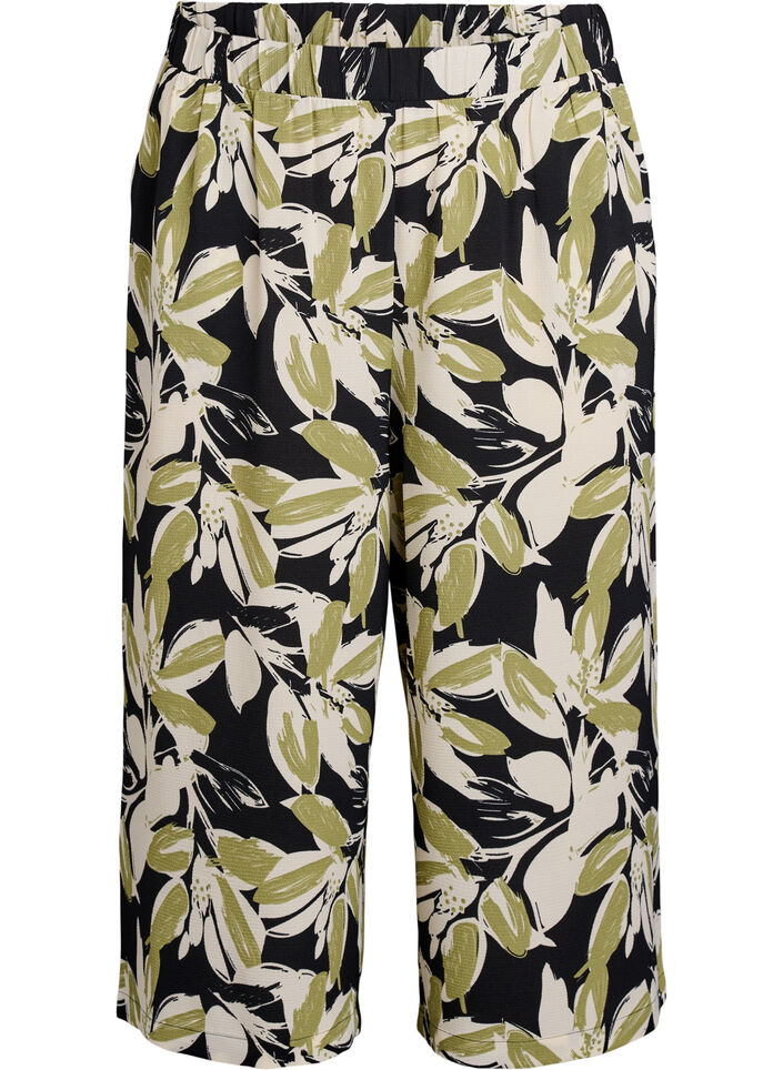 Culotte trousers with print, Black, Packshot image number 0