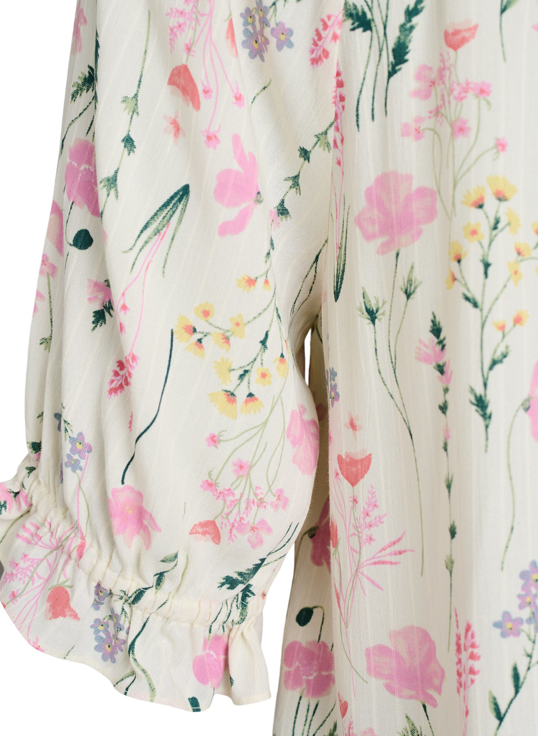 ZizzifashionFloral viscose blouse with half-length sleeves, Vanilla, Packshot image number 3