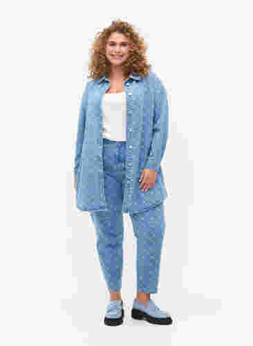 Mille mom fit jeans with print, Light blue denim, Model image number 0