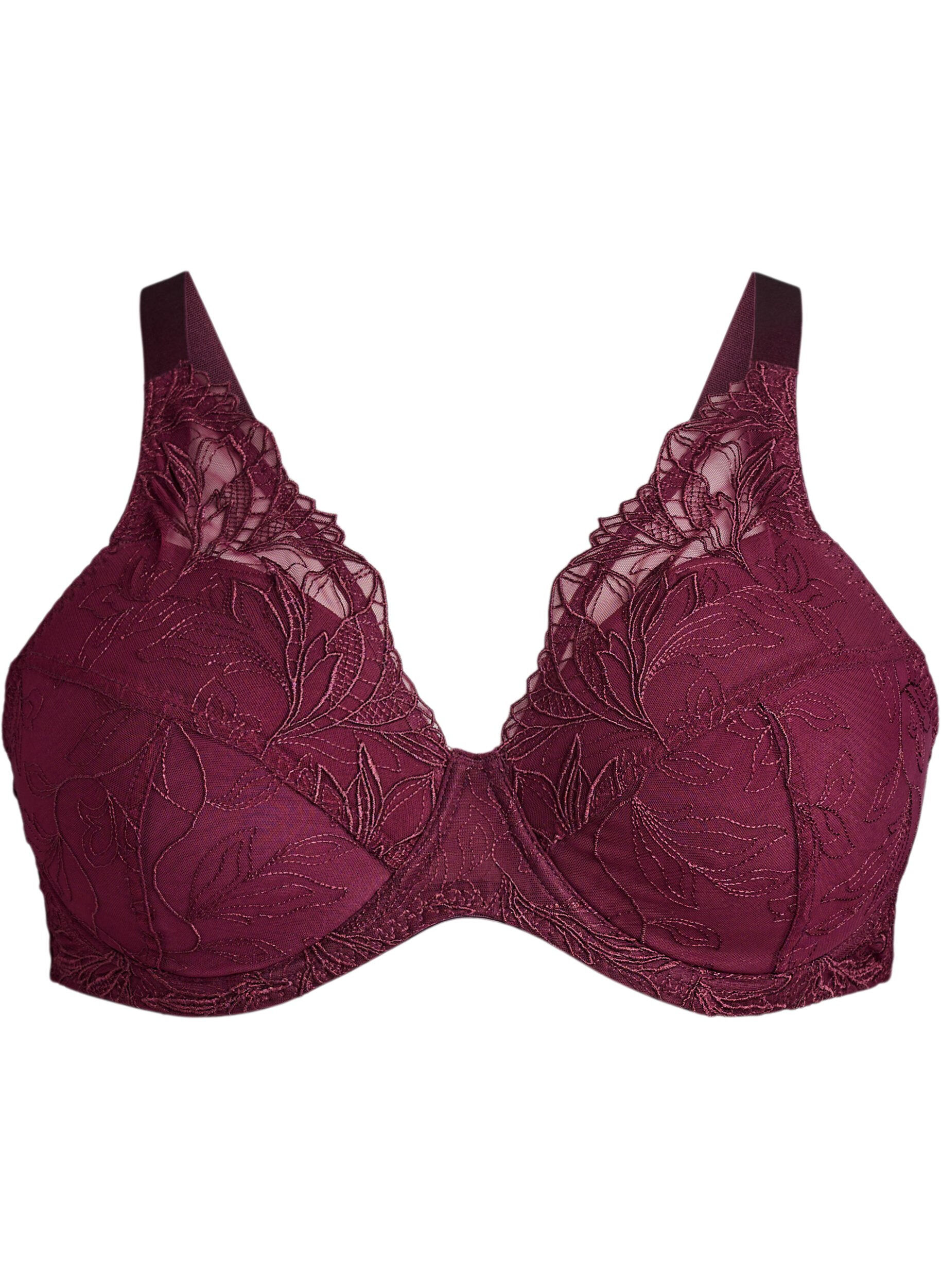 ZizzifashionPadded lace bra with underwire, Red, Packshot image number 0