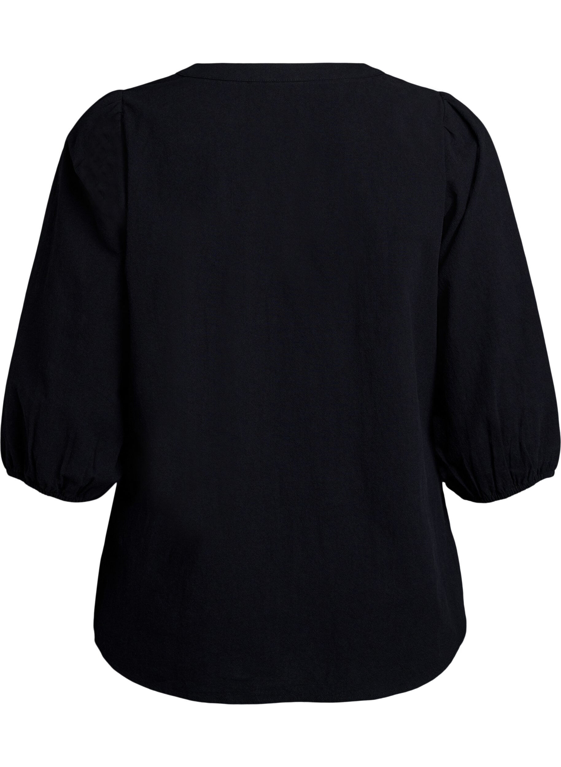 Zizzifashion 3/4 Sleeve cotton blouse, Black, Packshot image number 1