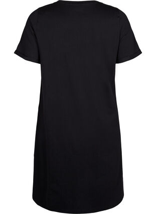 Short-sleeved nightgown in organic cotton, Black Coffee, Packshot image number 1
