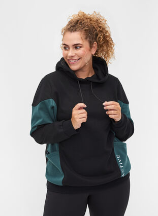 Hooded sweatshirt with pockets, Black, Model image number 0