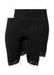 2-pack cycling shorts with lace trim, Black / Black, Packshot image number 0