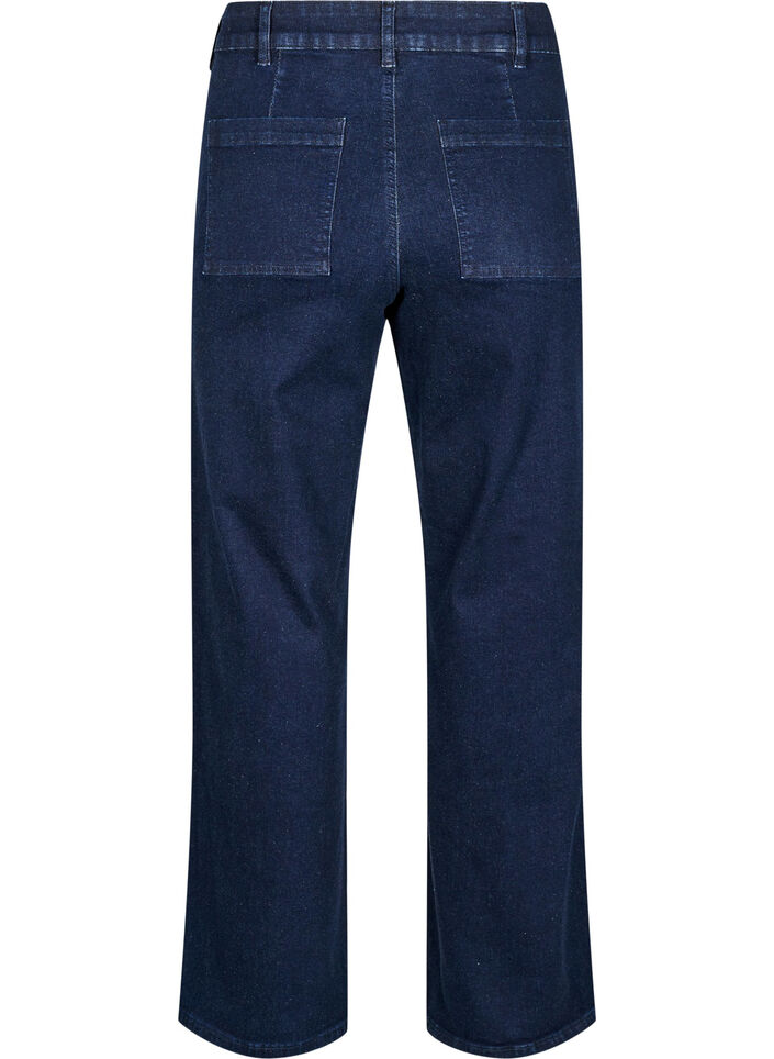 High-waisted jeans with wide legs, Blue, Packshot image number 1