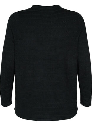 Textured knitted top with round neck, Black, Packshot image number 1