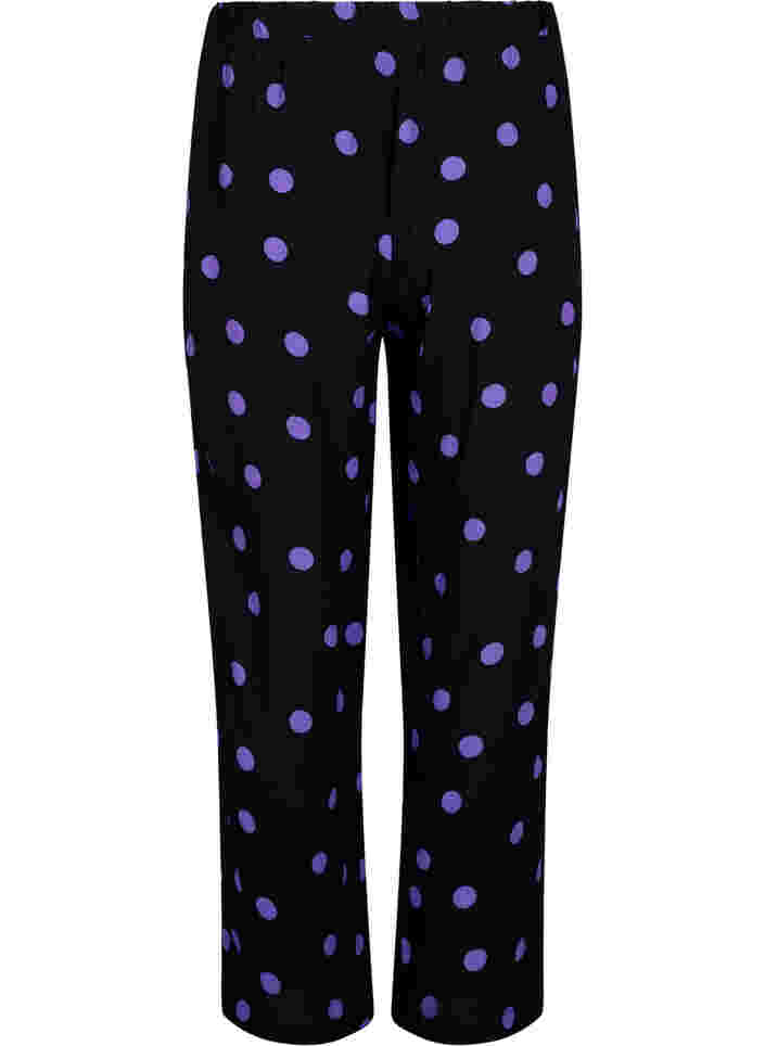 Viscose trousers with polka dots, Black w. Purple Dot, Packshot image number 1
