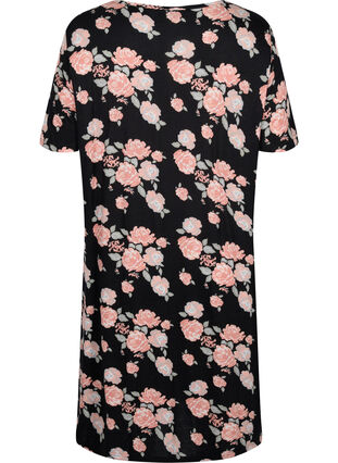 Floral viscose nightgown, Black Flower AOP, Packshot image number 1