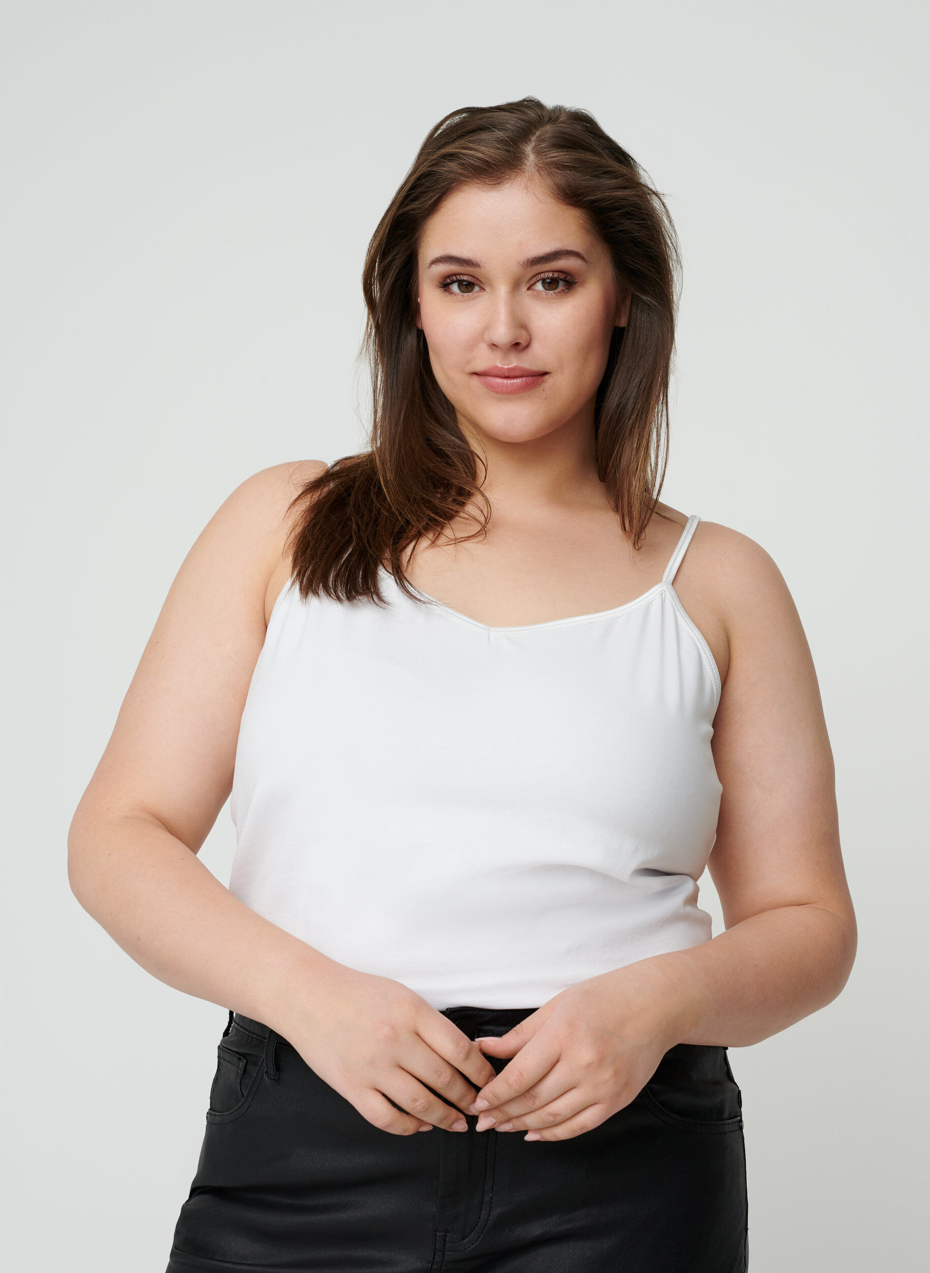 Zizzifashion Basic strappy top, Bright White, Model image number 0