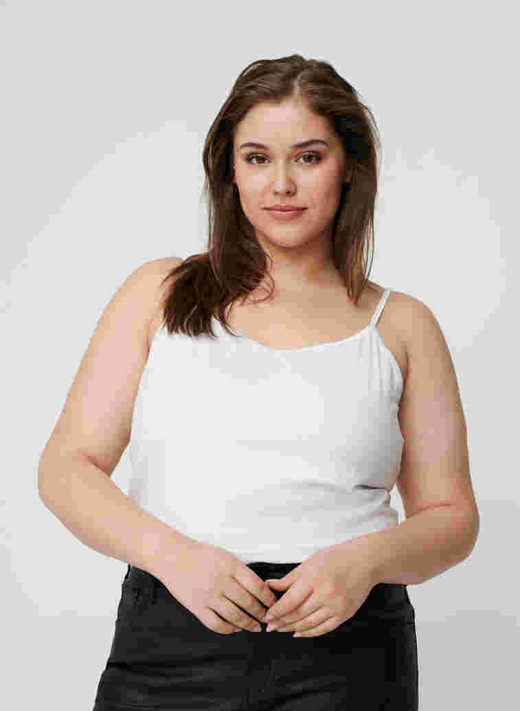 Basic strappy top, Bright White, Model image number 0