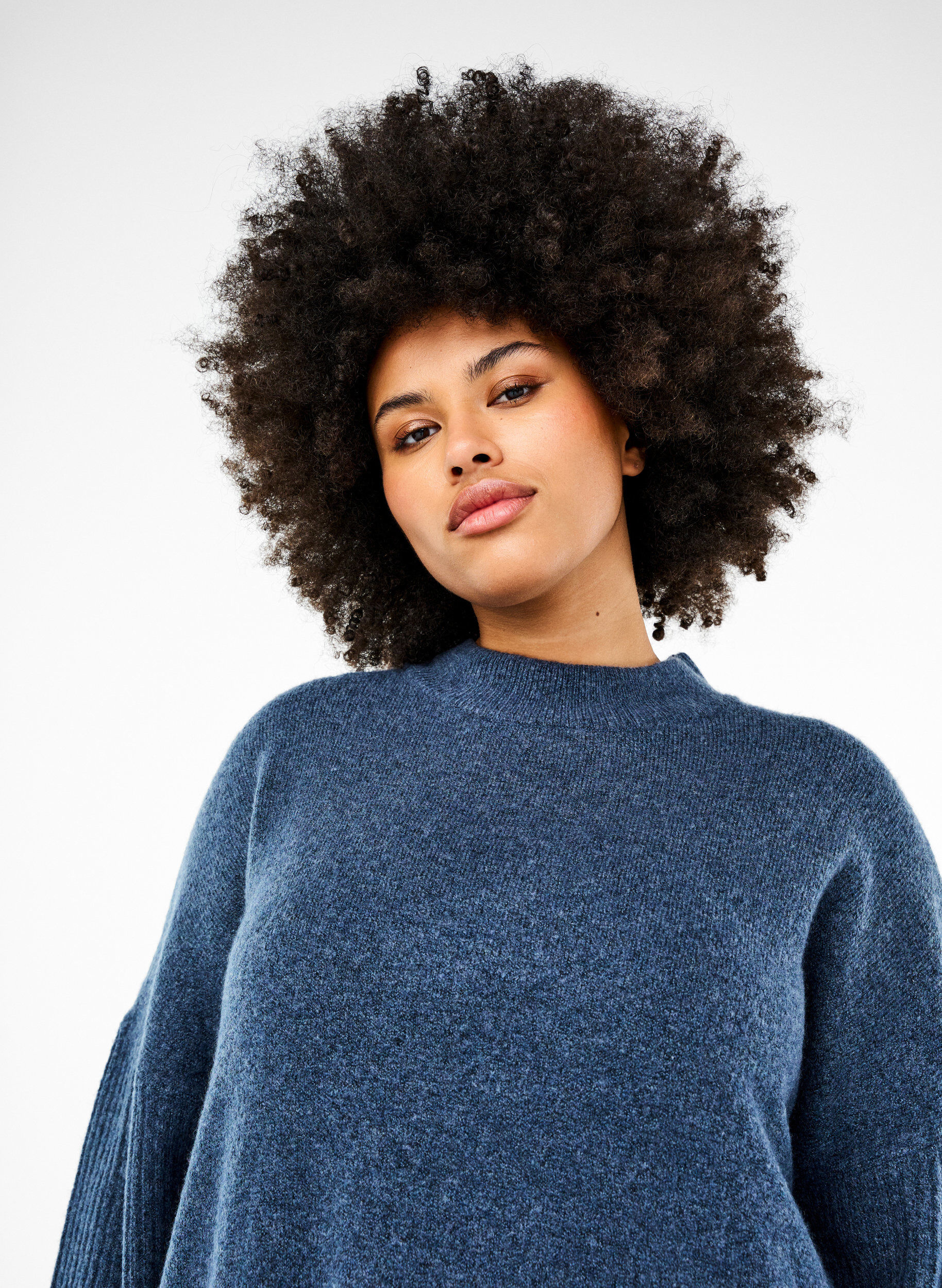 Zizzifashion Long knitted blouse with long sleeves, Bering Sea Mel., Image image number 0