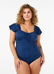 Swimsuit with short sleeves and draped detail, Blue, Model image number 0