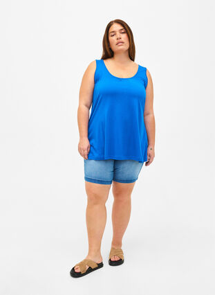 Top with a-shape and round neck, Victoria blue, Model image number 2