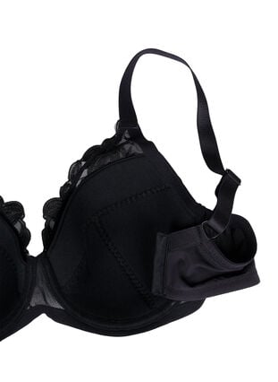 Padded underwire bra with embroidery, Black, Packshot image number 3