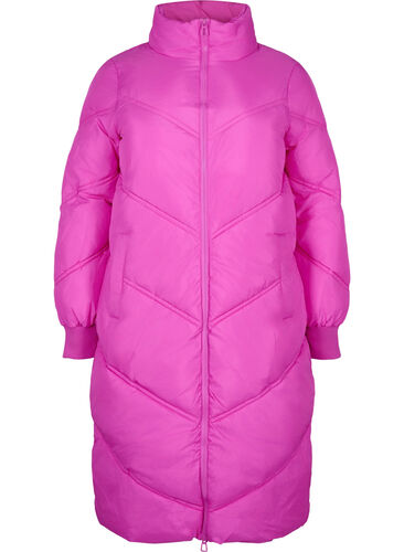 Long puffer winter jacket, Rose Violet, Packshot image number 0