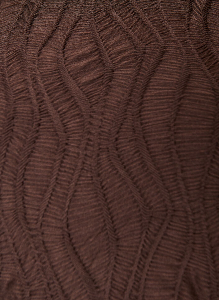 Midi dress with a wavy texture and long sleeves, Brown, Packshot image number 2