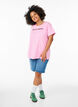 Striped T-shirt with text print, Pink, Model image number 1