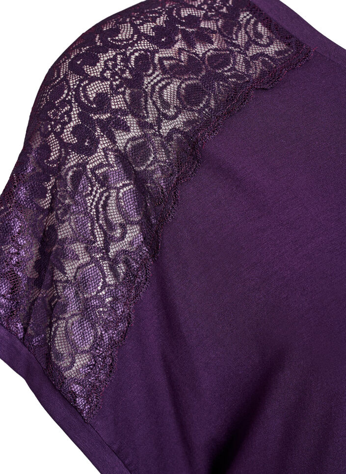 Viscose nightgown with lace details, Purple, Packshot image number 3