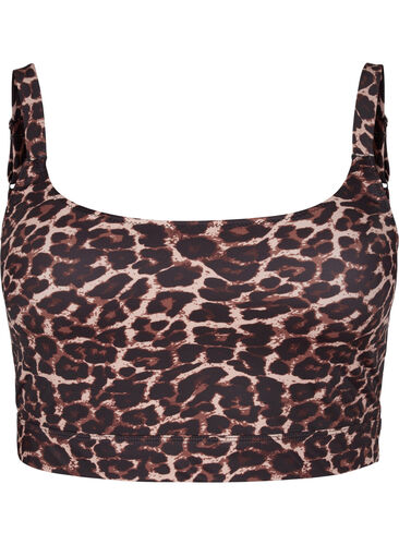 Printed bikini top with adjustable straps, Autentic Leopard, Packshot image number 0