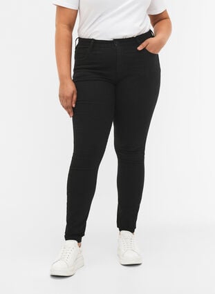 High-waisted super slim Amy jeans , Black, Model image number 2
