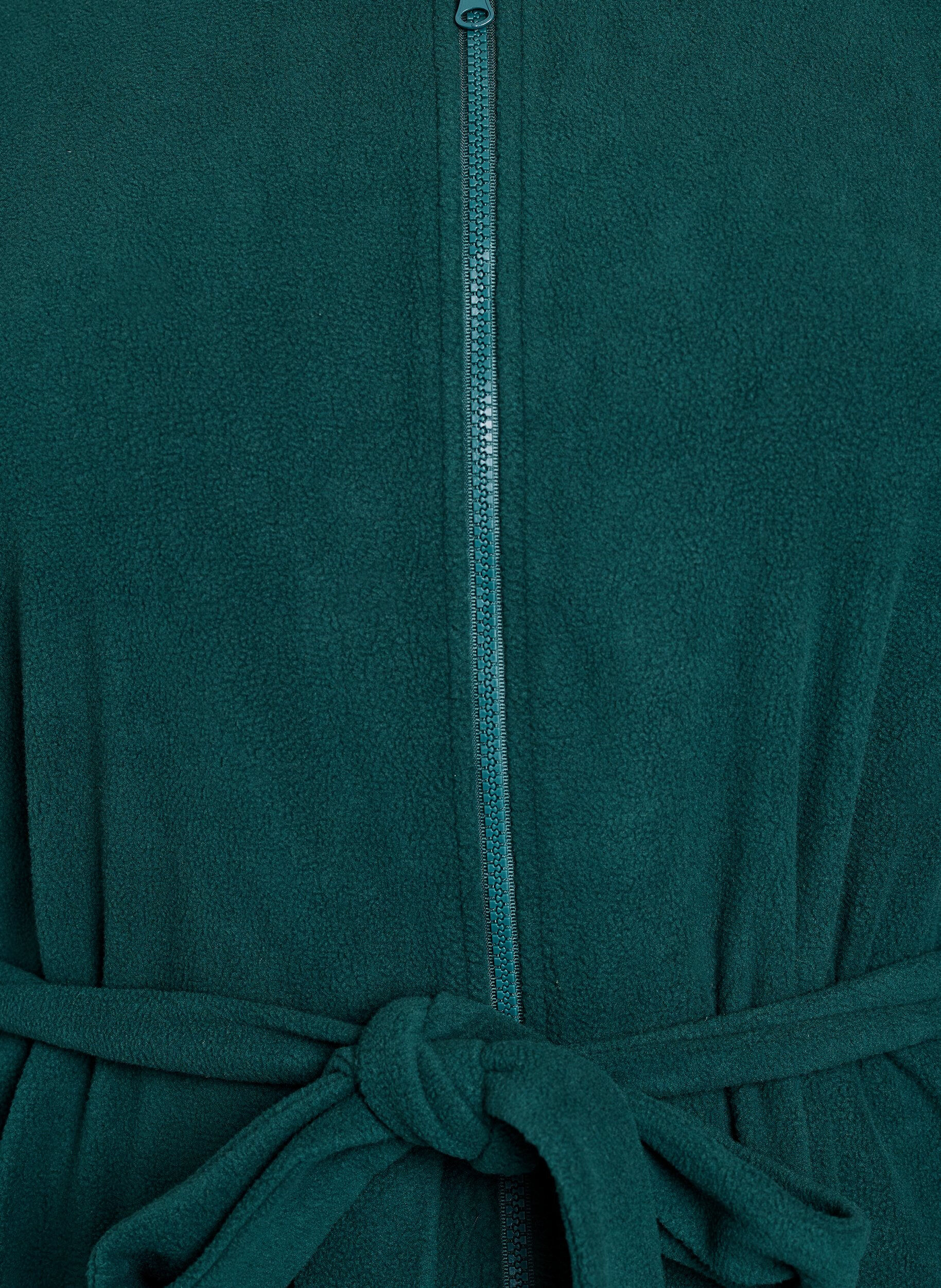 Zizzifashion Morning robe with zipper and hood, Green, Packshot image number 2
