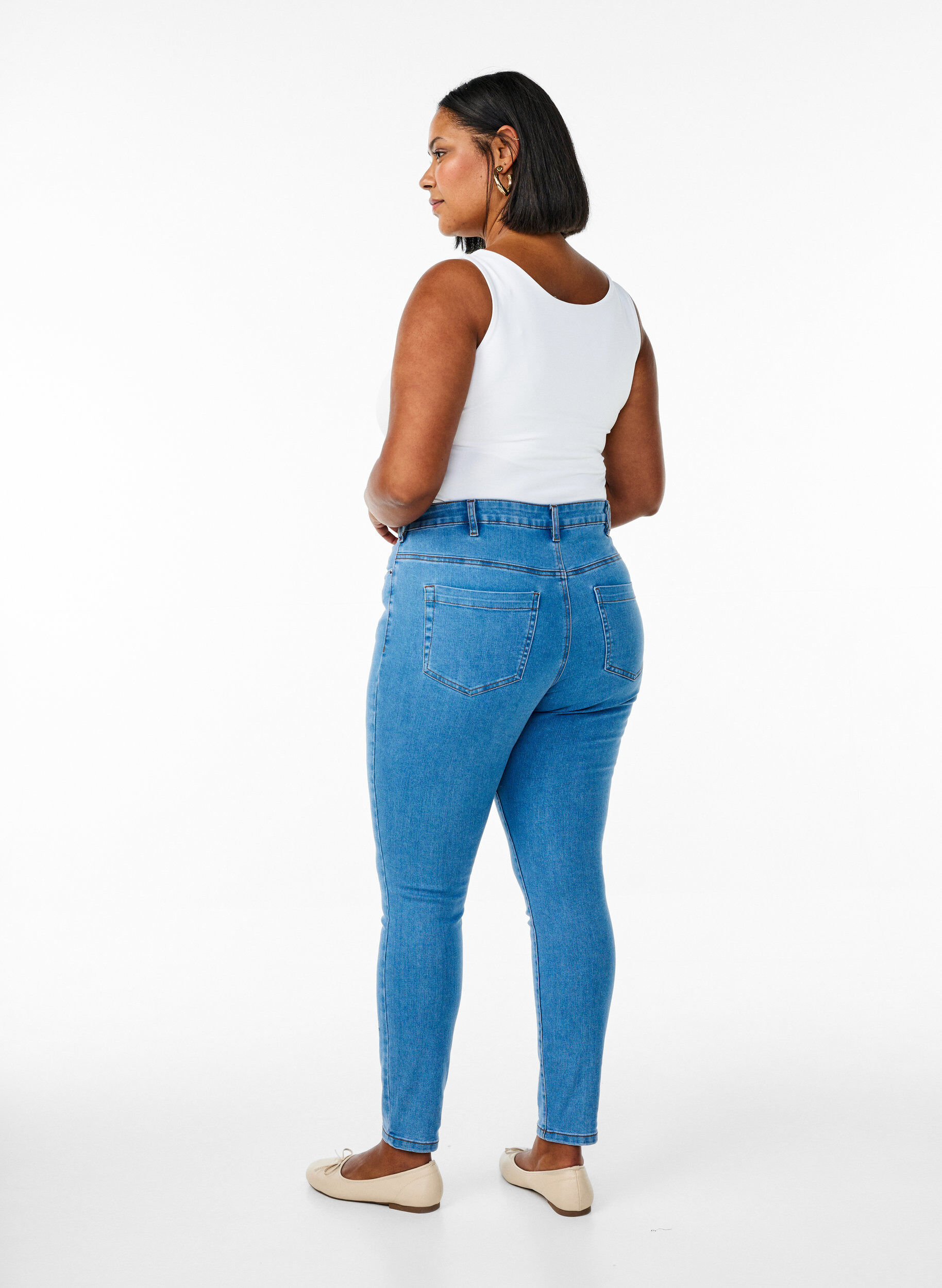 Zizzifashion Amy jeans with a high waist and super slim fit, Light Blue, Model image number 0