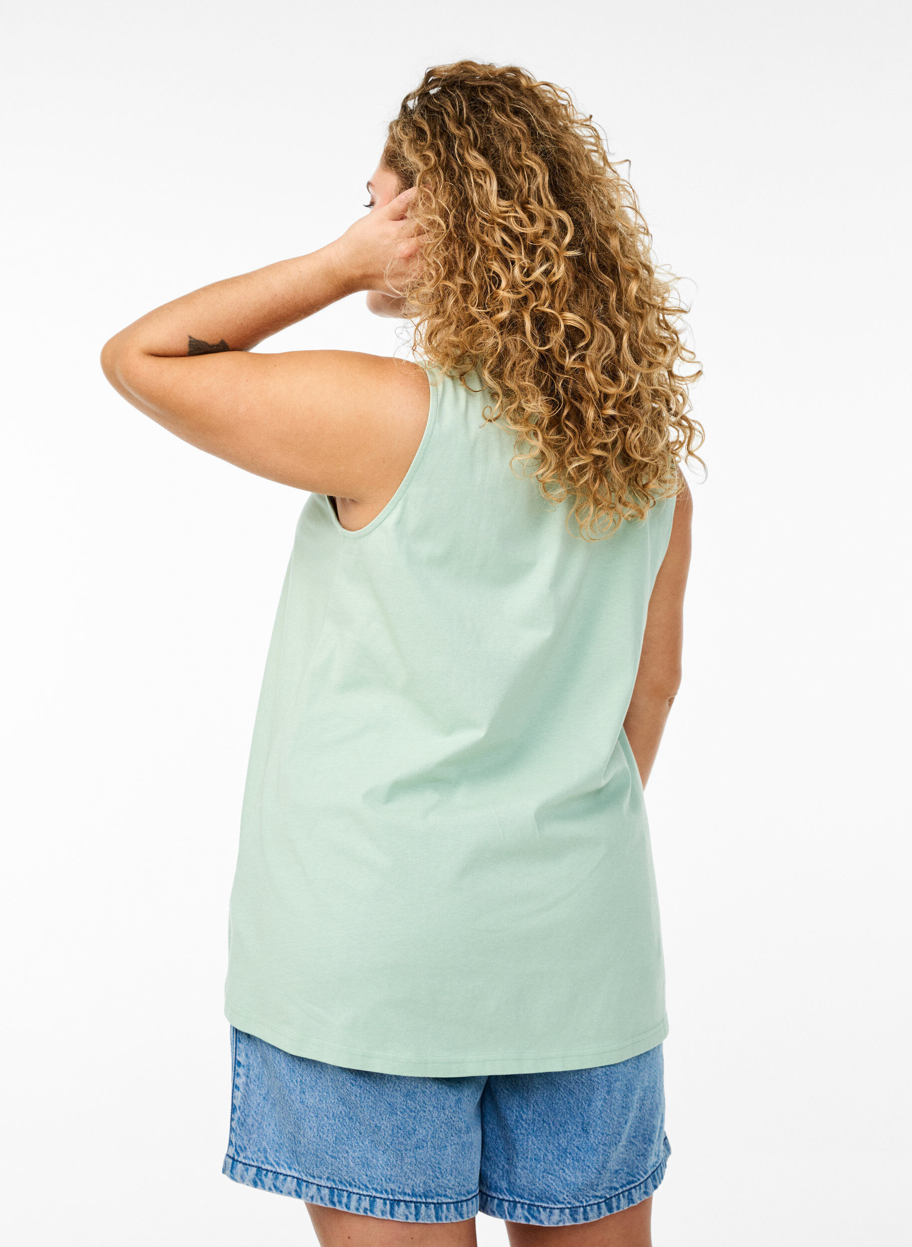 ZizzifashionCotton top with a-shape, Green, Model image number 2