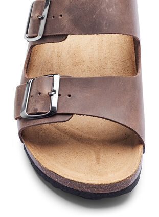 Leather sandals with wide fit, Brown, Packshot image number 2