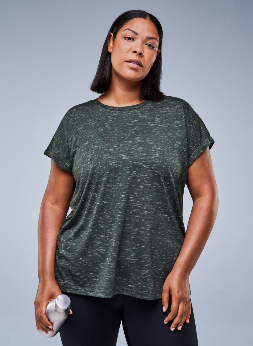 Loose workout t-shirt with short sleeves, Green, Image