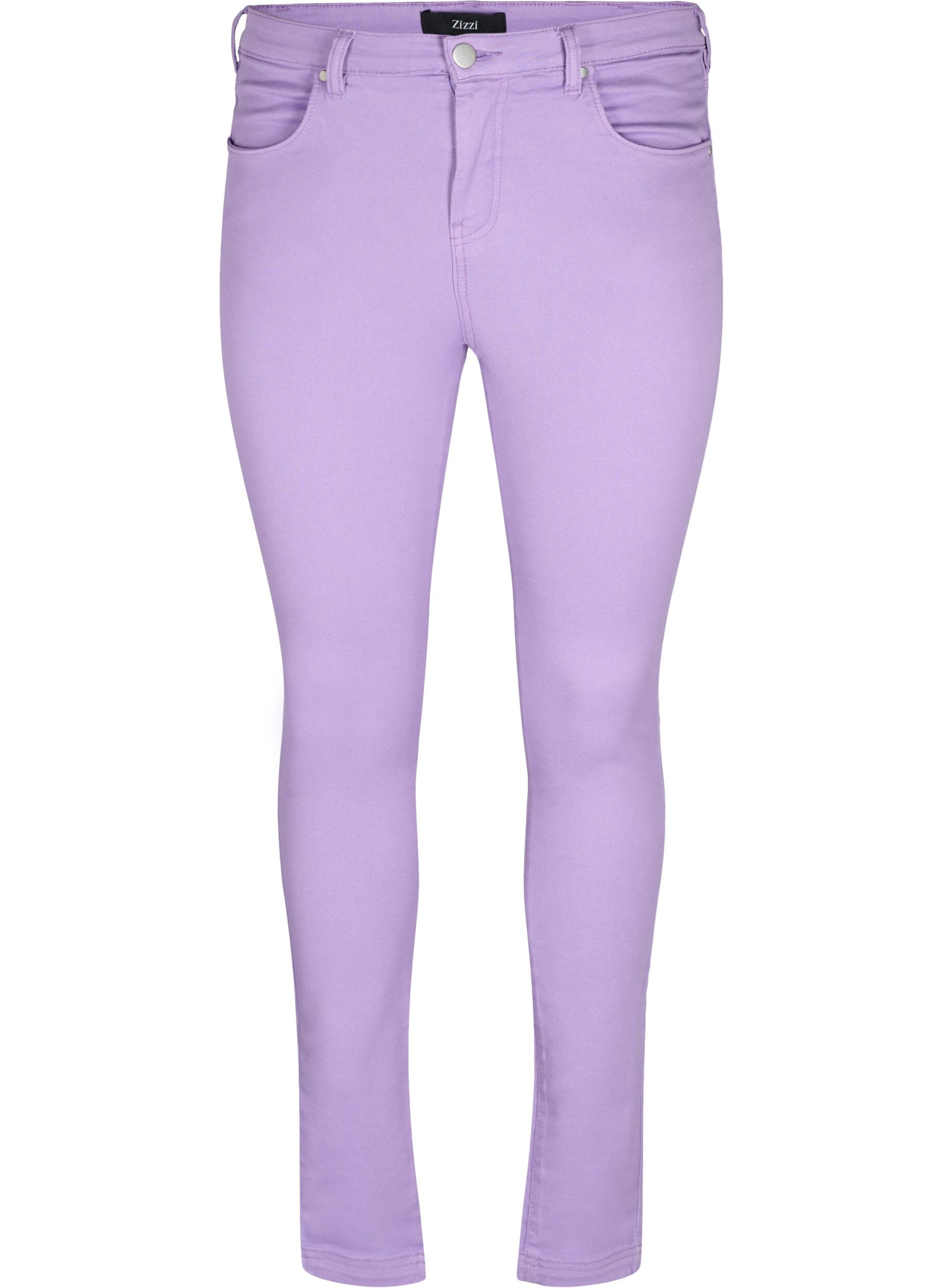 Zizzifashion High waisted Amy jeans with super slim fit, Chalk Violet, Packshot image number 0